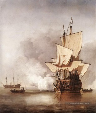 Canon tiré par Velde Batailles navale Peinture à l'huile